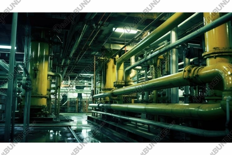 equipment blurred chemical plant interior
