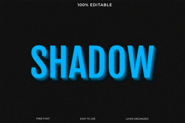 Modern Editable Text Effect Shadow in Vibrant Blue