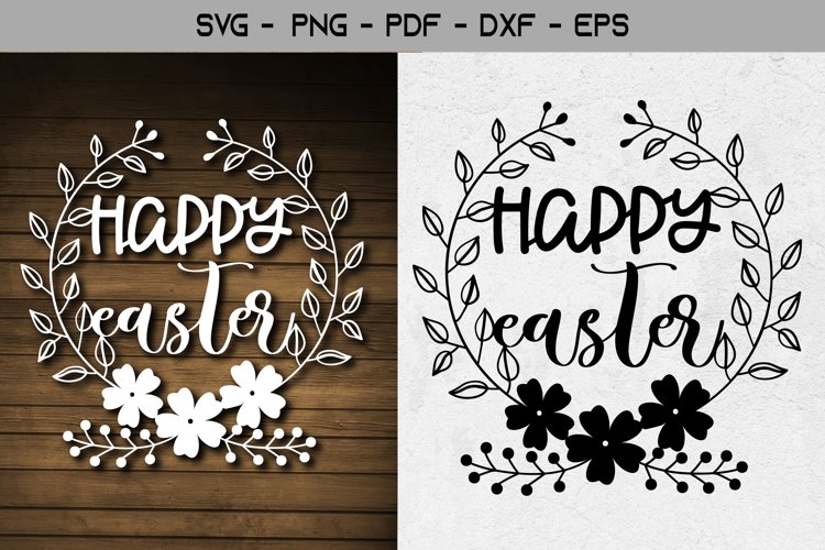 Happy Easter Papercut Template SVG Design example image 1