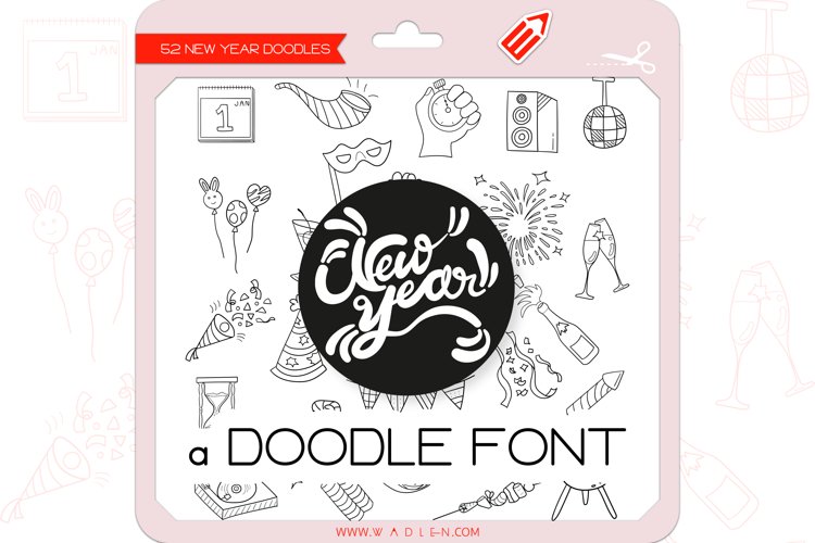 New Year Doodles - Dingbats Font example image 1