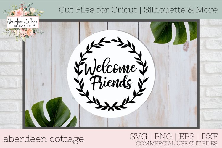 Welcome Friends Wreath SVG Design example image 1