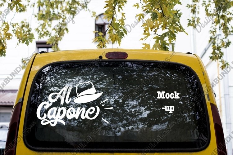 Rear window Car Mock up Car decals outdoors example image 1