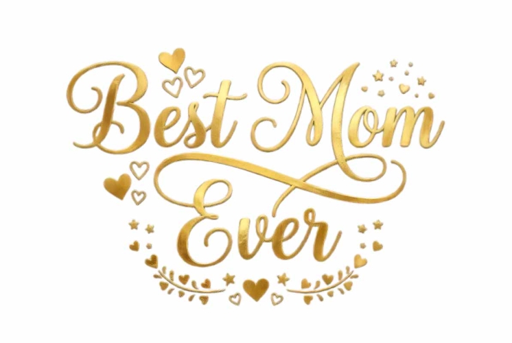 Best Mom Ever typography in gold foil effect