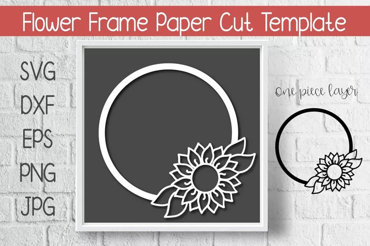 Sunflower Frame Paper Cut Template Design SVG