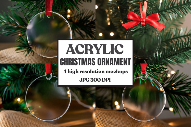Acrylic Christmas Ornament Mockups | Clear Holiday Ornament