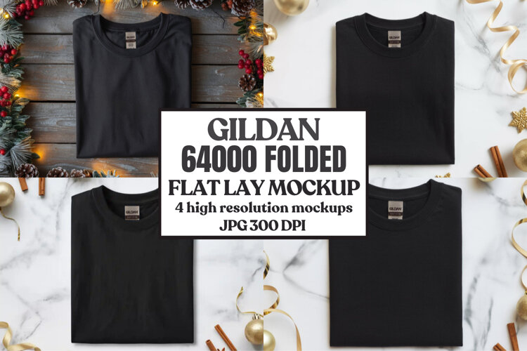 Gildan 64000 Folded Christmas Flat Lay T-shirt example image 1