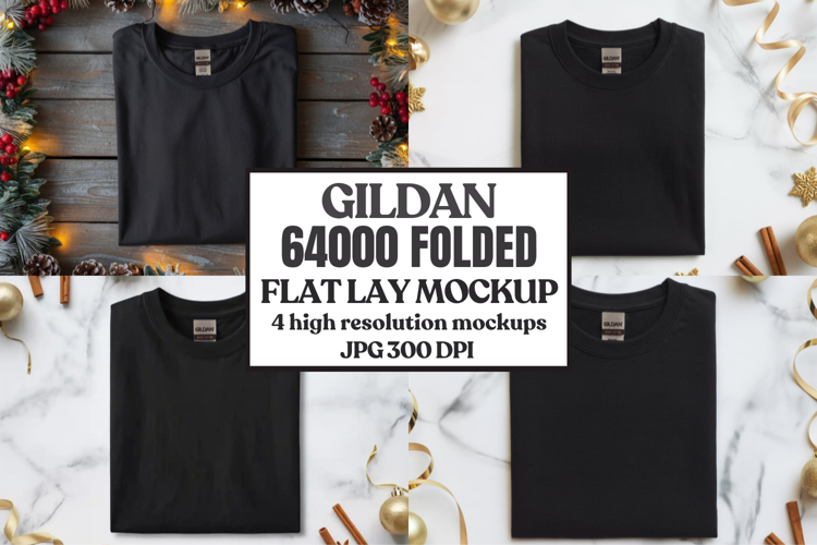 Gildan 64000 Folded Christmas Flat Lay T-shirt