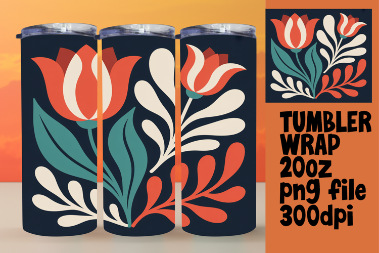 CUSTOMIZED 20oz Tumbler Wrap Design , Flowers