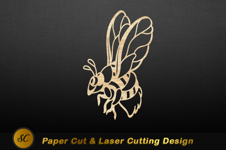 Wooden bee cutout design insect laser Laser cut