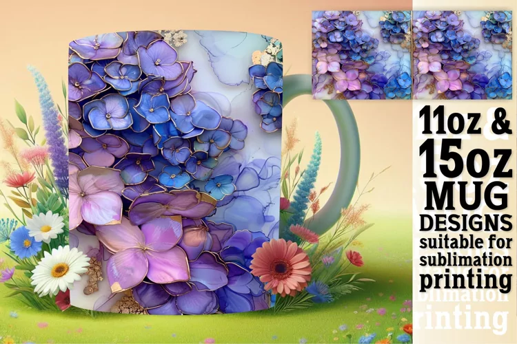 Whimsical Blossom Beauty Mug Wrap: Sublimation - 11oz/15oz