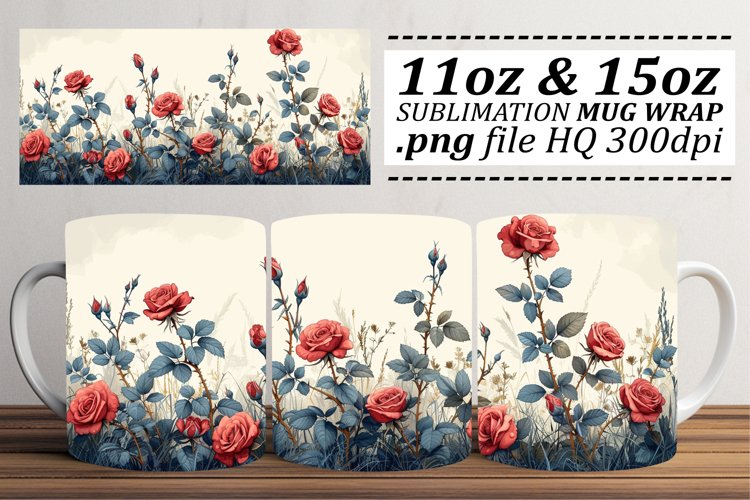 Spring Flower Art Mug Wrap - Pattern 11oz 15oz