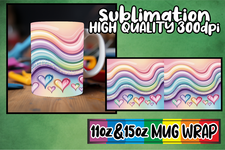 Cheerful hearts sublimation mug wrap, Pattern