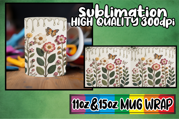Wholesome escapes 11oz 15oz sublimation wrap, 3D Flowers