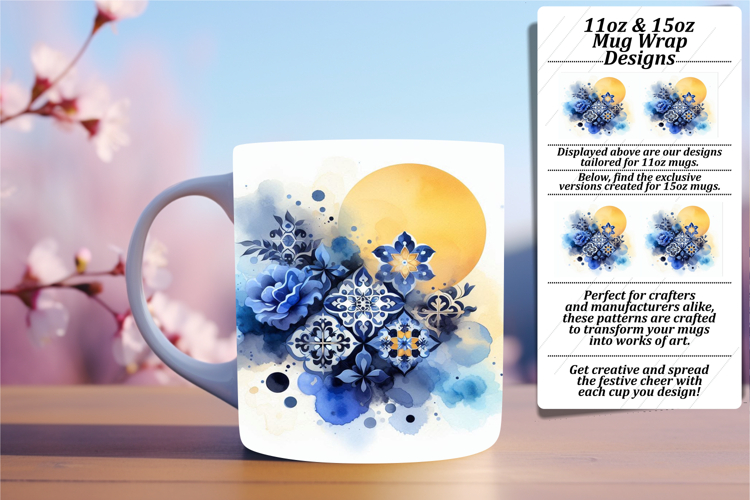 Charming 11oz Mug Wrap Png Design , Watercolor Patter