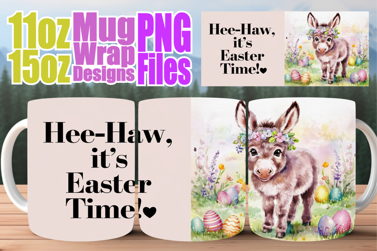 Cheerful sunsets sublimation mug wrap, Easter