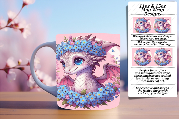 Playful 11oz Png Mug Wrap Template , Dragon