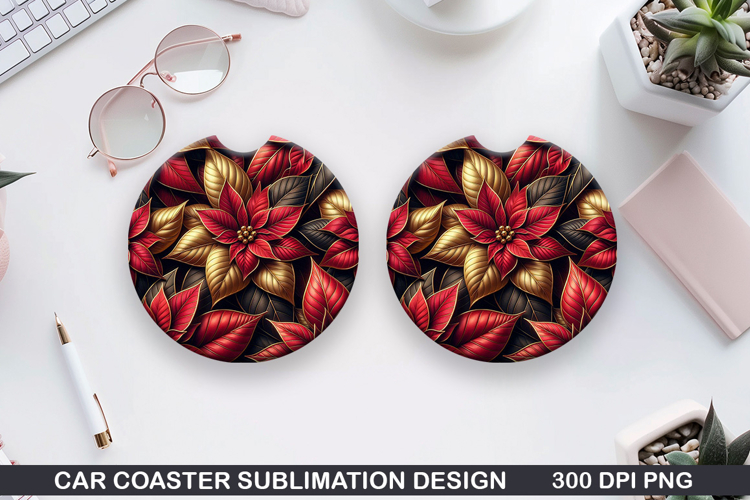 Flowers Car Coaster Sublimation| Flowers Coaster PNG Design