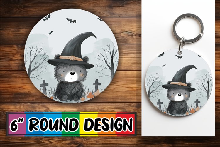 Autumn Boho Animal Round Design Halloween Keychain
