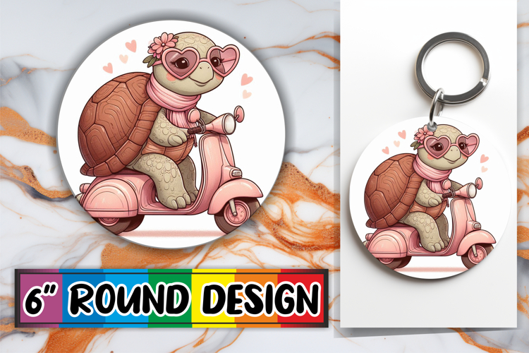 Luminous Round Ornaments Sublimation PNG, Turtle