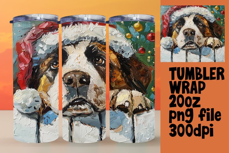 Winter Peeking Dog Pattern Holiday Sublimation Tumbler Wrap