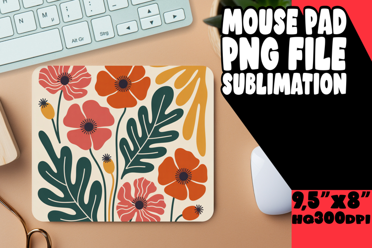 Whimsical Mouse Pad Design PNG, Flowers