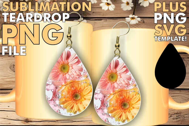 Watercolor Tranquility: Teardrop Earrings Sublimation