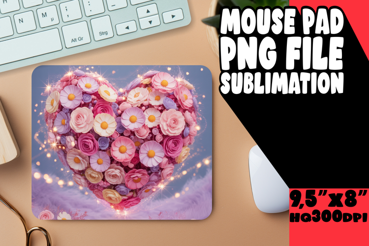 Unique Desk Pad Design Sublimation, Flowers Heart