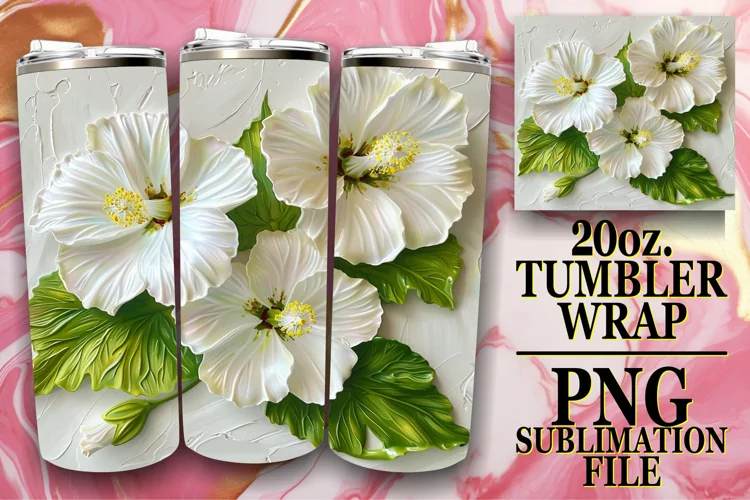 Blossom Elegance: 3D Tumbler Sublimation