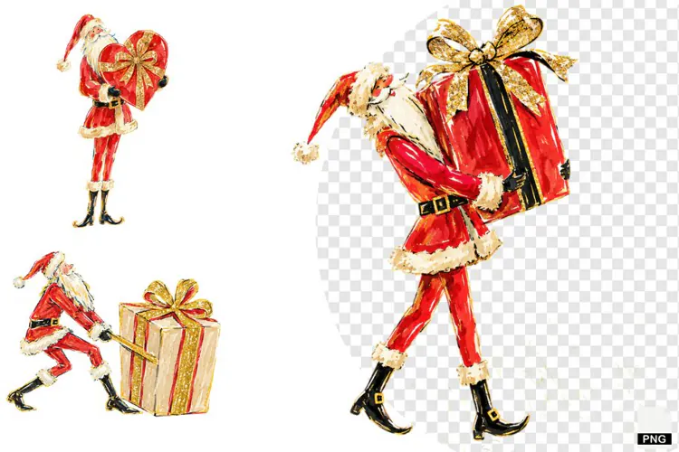 Santa With Presents PNG