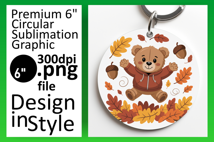 Sophisticated Round Design Keychain Art , Cute Bear