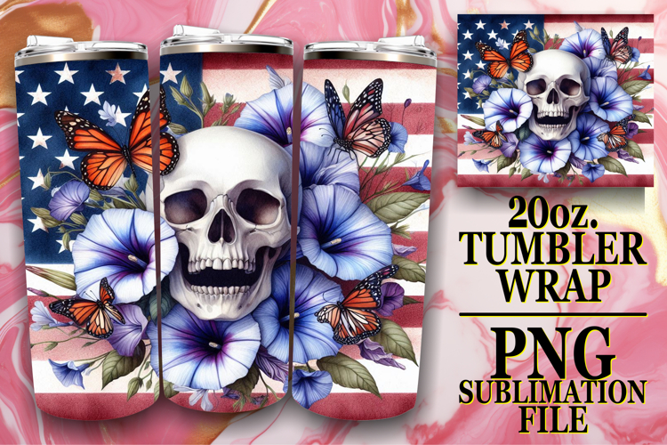 Magical Nights 20oz tumbler wrap, Skull USA