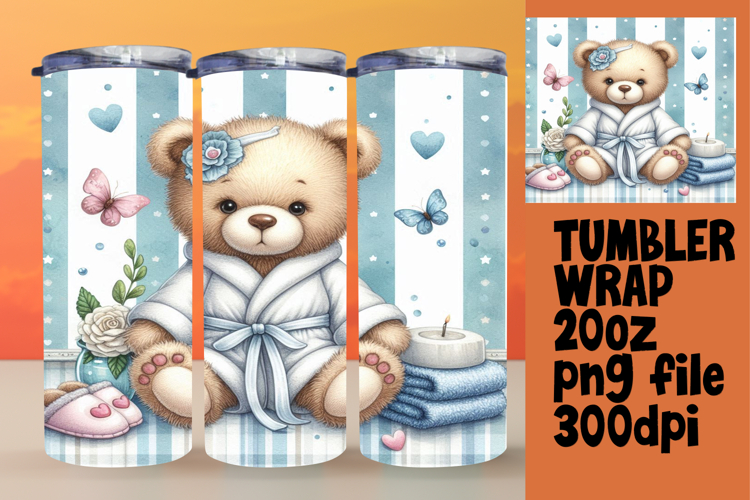Customizable 20oz Tumbler File , Teddy Bear