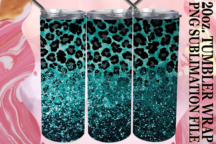 Glitter Flower   Leopard Tumbler Wrap - Blossom Delight