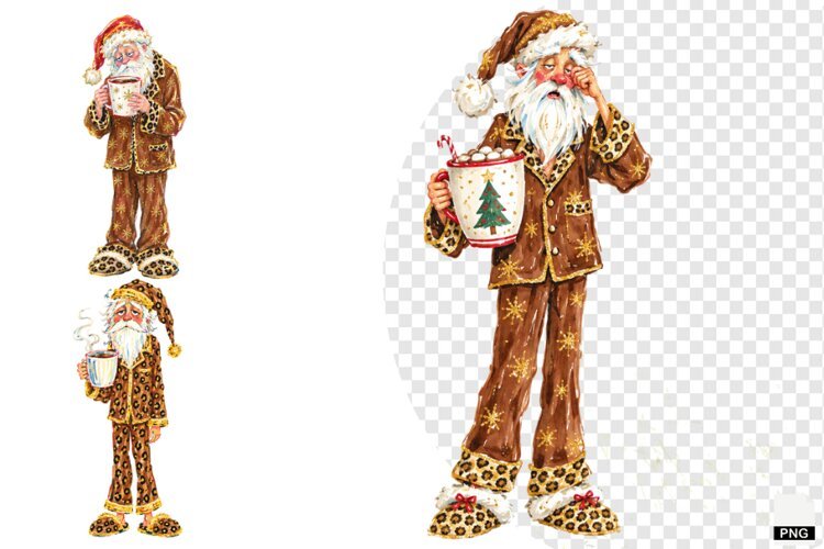 Christmas Santa Love Coffee PNG example image 1