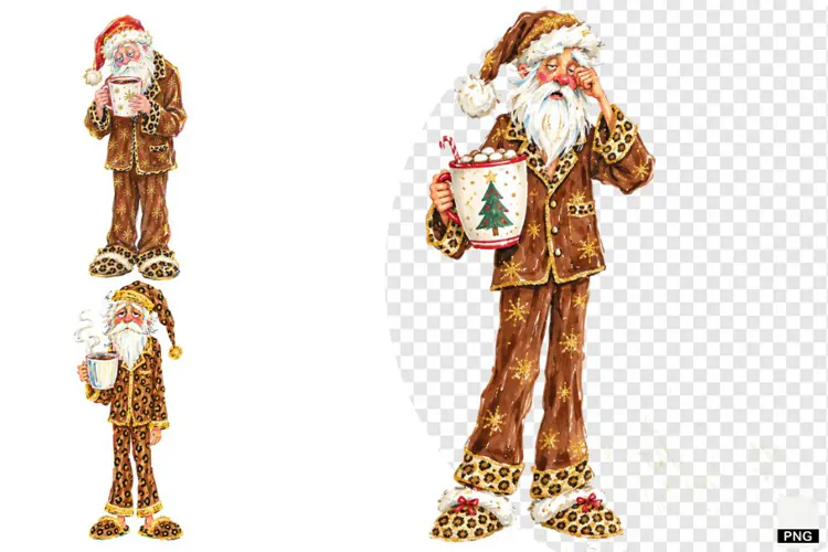 Christmas Santa Love Coffee PNG