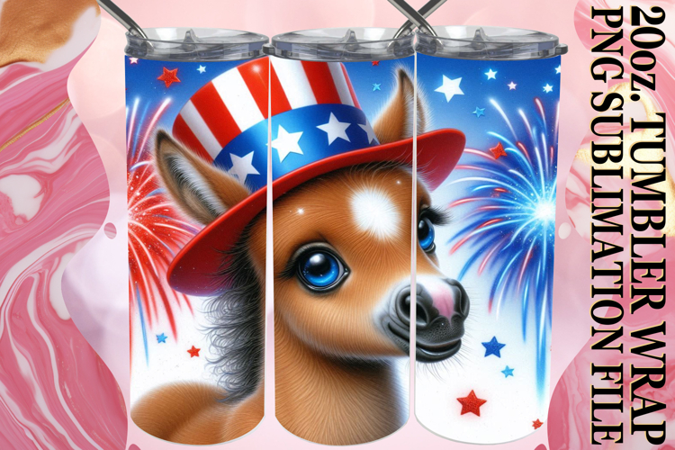 Whimsical Delight 20oz tumbler wrap, USA Animals