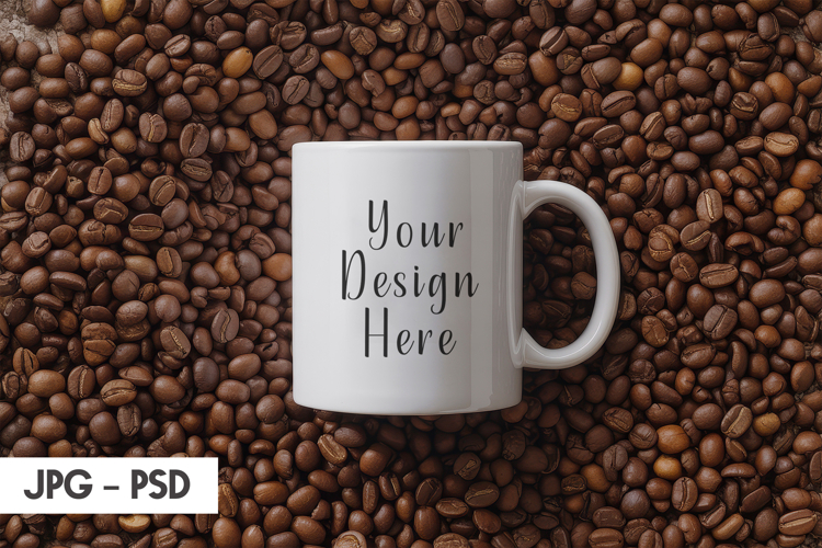 Beans Surface Mug Mockup PSD