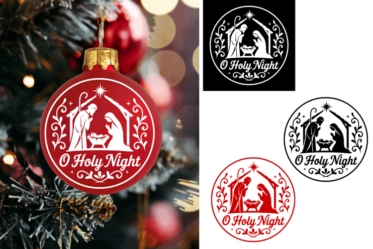 O Holy night Christmas Ornament Ball, Christmas Svg Png