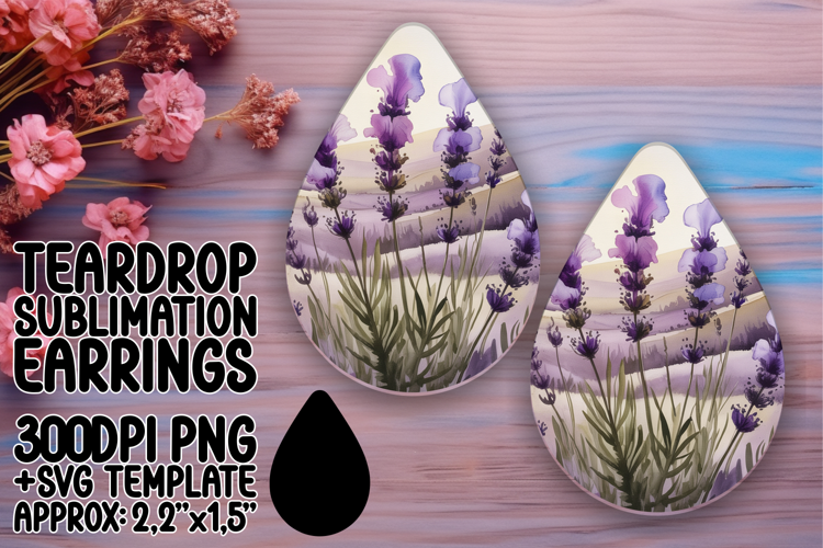 Chic Teardrop Earrings Template PNG , Flowers