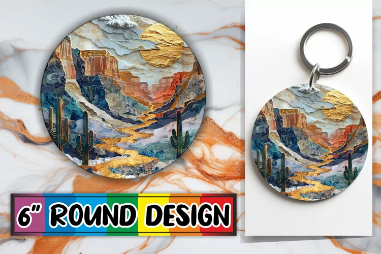 Radiant Round Keychains: Mosaic Delights