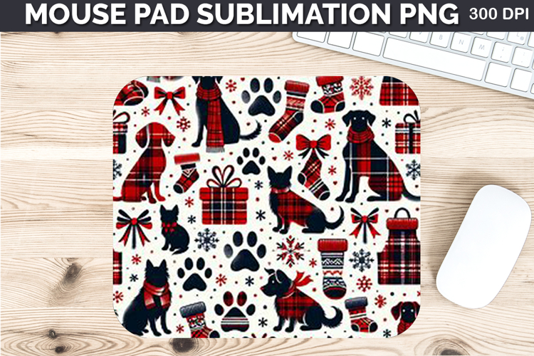 Watercolor Dog Mouse Pad Sublimation - Christmas PNG Design