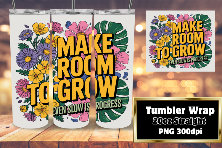 VIVID 20oz Tumbler PNG Template , Flower Quote