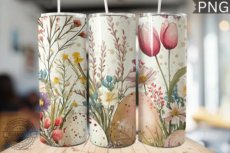 Spring Easter Tumbler Wrap - High Quality 300 Dpi