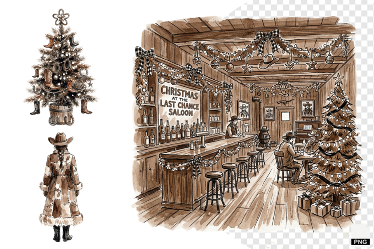 Christmas Festive Western Clipart