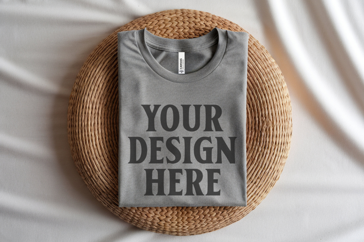 Athletic Heather Bella Canvas 3001 Flat Lay T-Shirt Mockup