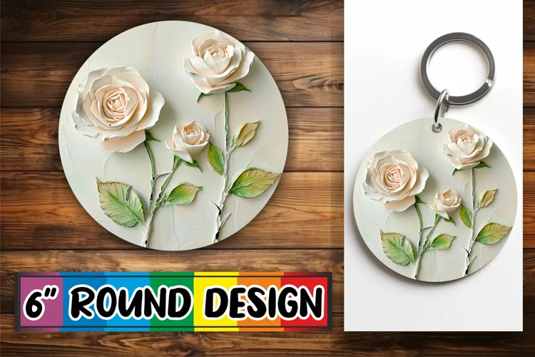 White Bloom Tranquility: Sublimation Circle Design