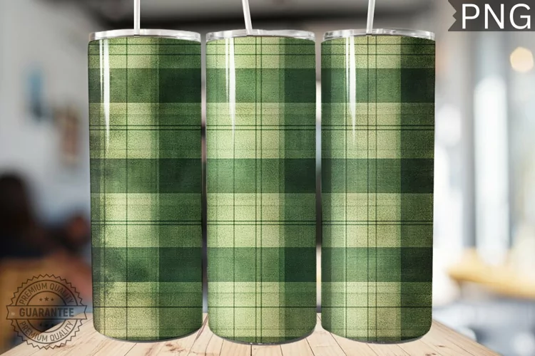 Green Plaid Tumbler Wrap - High Quality 300 Dpi