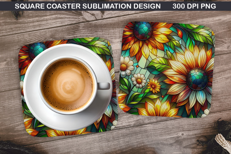 Flowers Coaster Sublimation, Spring Coaster PNG Design