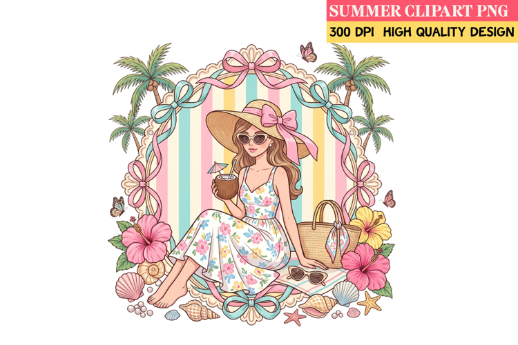 Summer Whimsical Clipart,Summer png,Beach Sublimation png example image 1