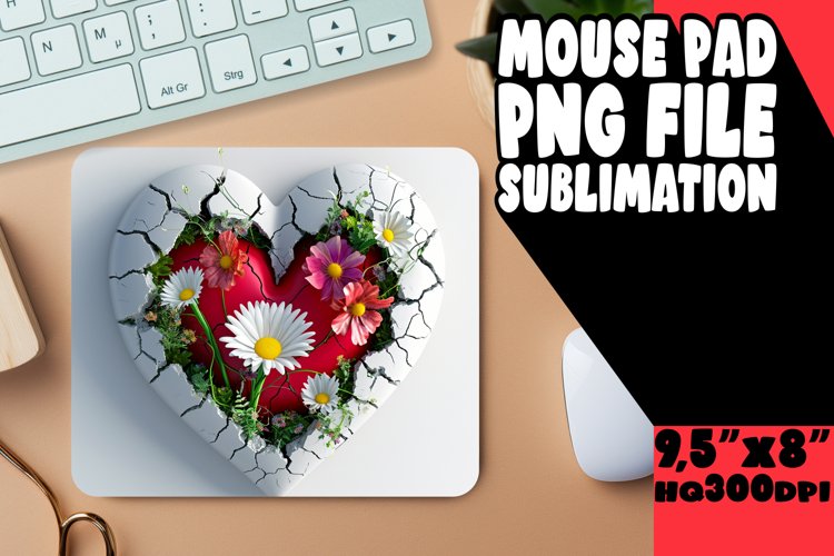 Dreamy Blossom Heart Mousepad